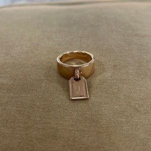 Rose Gold over Sterling Silver polished Initial J Band Ring